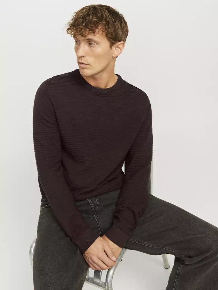 Jack&Jones Herrenpullover Otto Rundhals - Weinfarbe - Herren Strickwaren - 137286 - 1