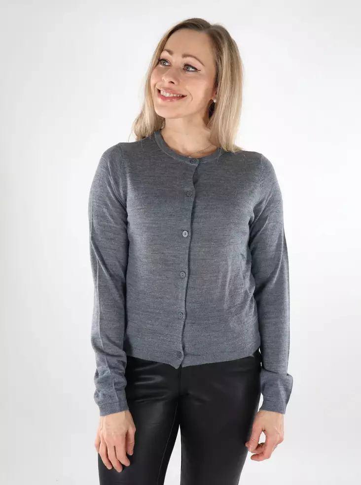 JDY Damen Merinowoll-Cardigan Pacific Wool dunkelgrau - Damenpullover - 137376 - 1