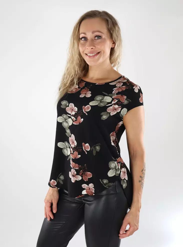 Only Damen T-Shirt ONLVIC schwarz/Herbstblüte - Damen T-Shirts - 139016 - 1