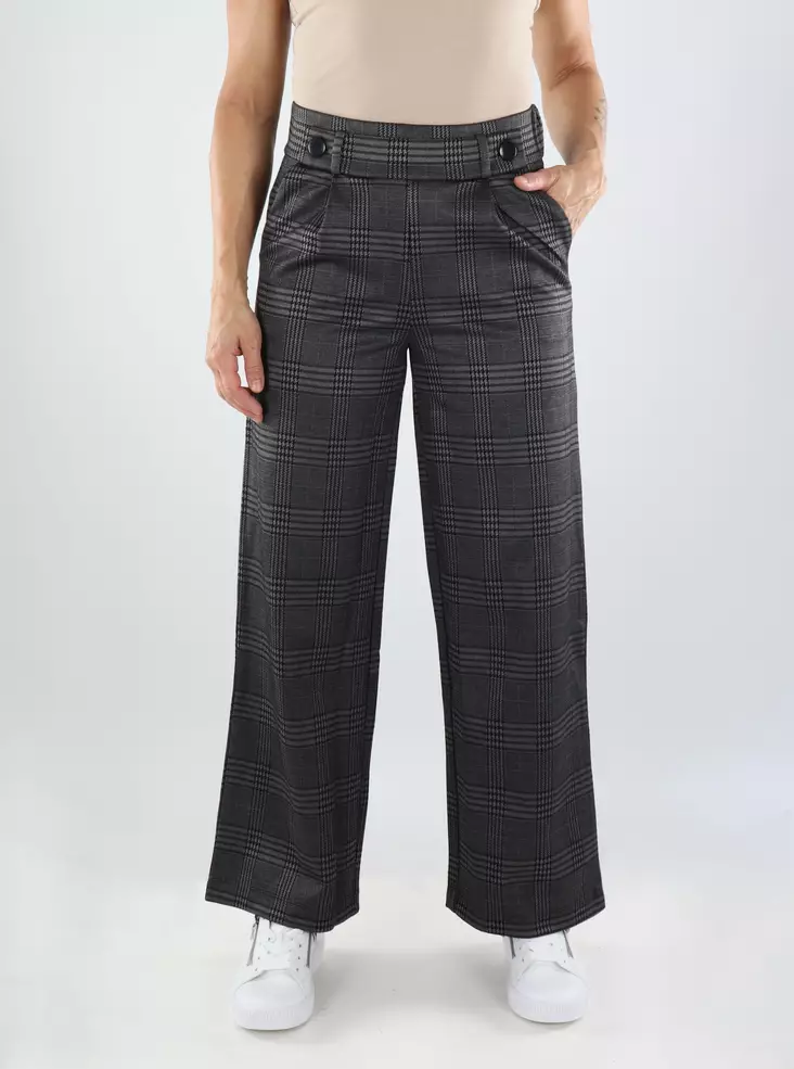 JDY Damenhose Karomuster Granitgrau/dunkles Karomuster - Damenhosen - 139086 - 1
