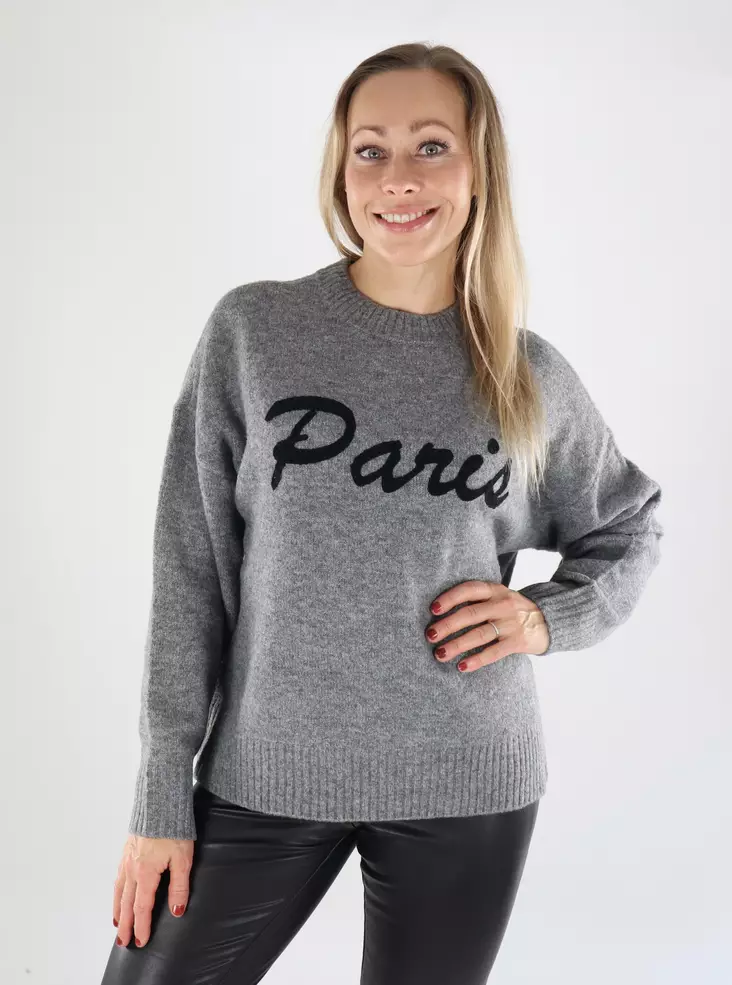 Vero Moda Damenpullover VMBOOM Text medium grau - Damenpullover - 139276 - 1