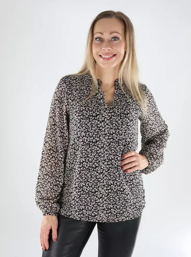 Only Damenshirt Star V-Ausschnitt schwarz/Nachtfarbe - Damen Langarmshirts - 139286 - 1