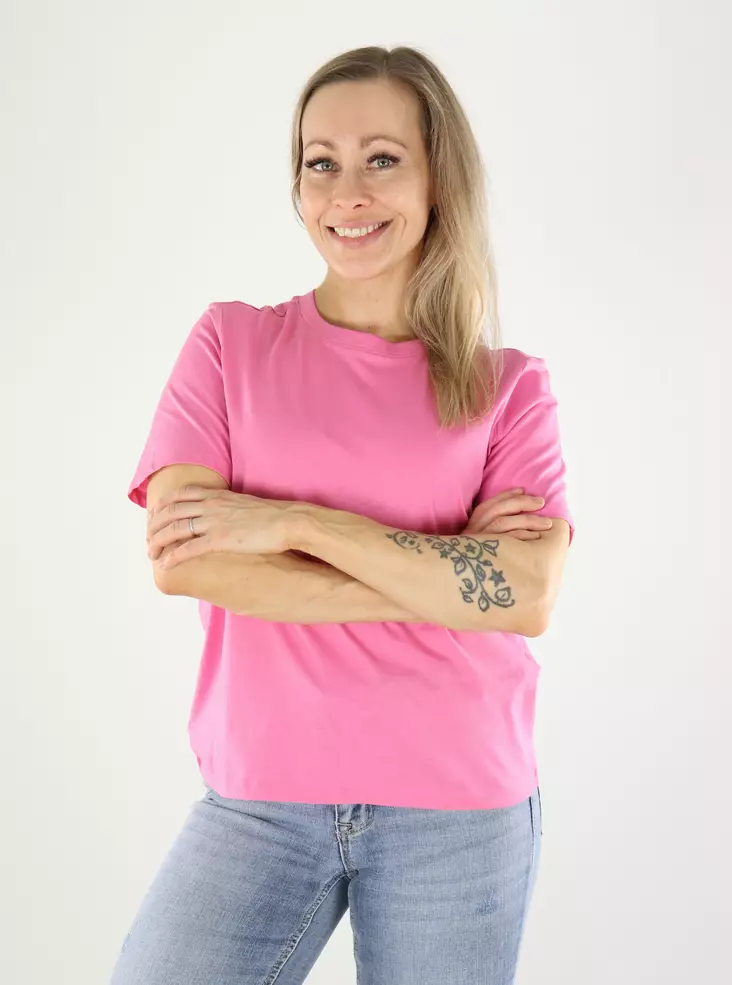 Only Bio-Baumwoll T-Shirt ONLHAPPY Rundhalsausschnitt Wilder Orchidee - Damen T-Shirts - 140826 - 1