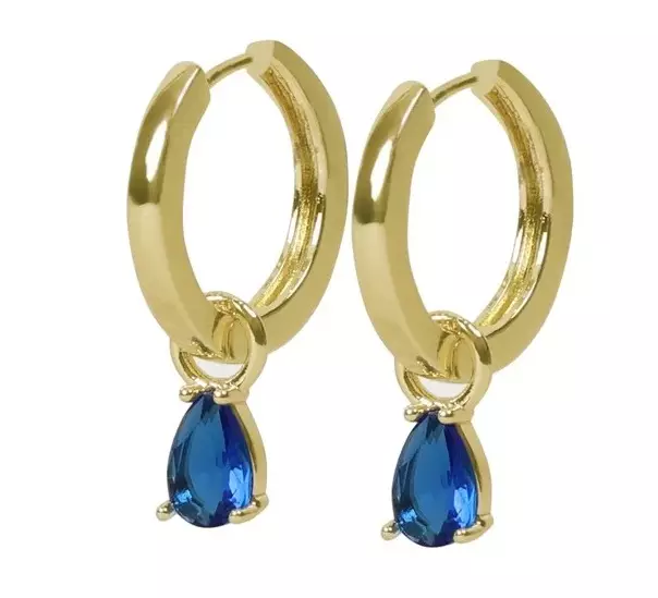 Snö of Sweden Ohrringe Trinity Tropfen Anhänger Ring Gold/Denim - Ohrringe - 141606 - 1