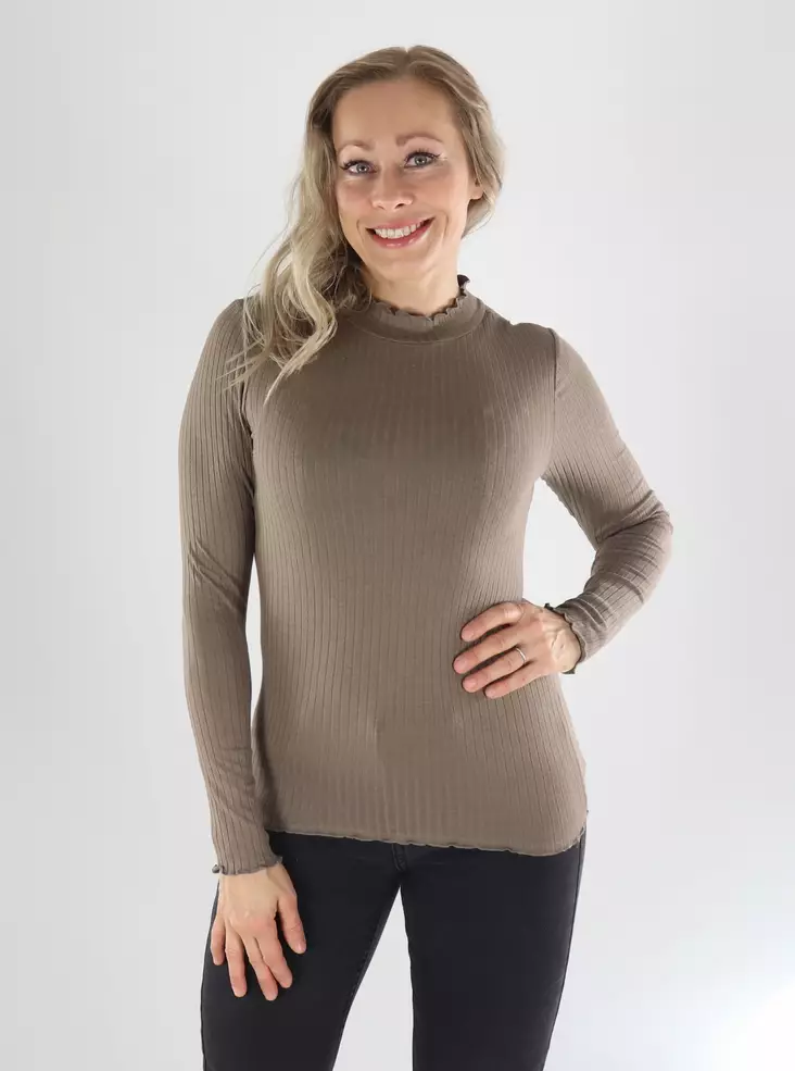 JDY Hemd L/S HOCH-NAKENTOP Walnuss - Damen Langarmshirts - 141566 - 1