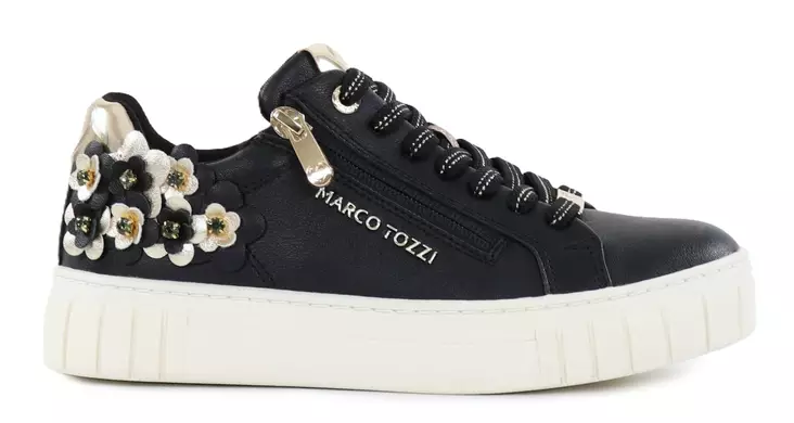 Marco Tozzi Damen Blumen Sneaker 23720-46 schwarz kombiniert - Damen Sneaker - 140526 - 1