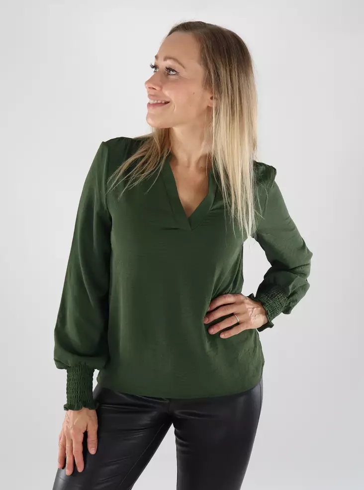 Only Damen Stretch-Shirt Smock-Duffle Bag - Damen Langarmshirts - 139136 - 1