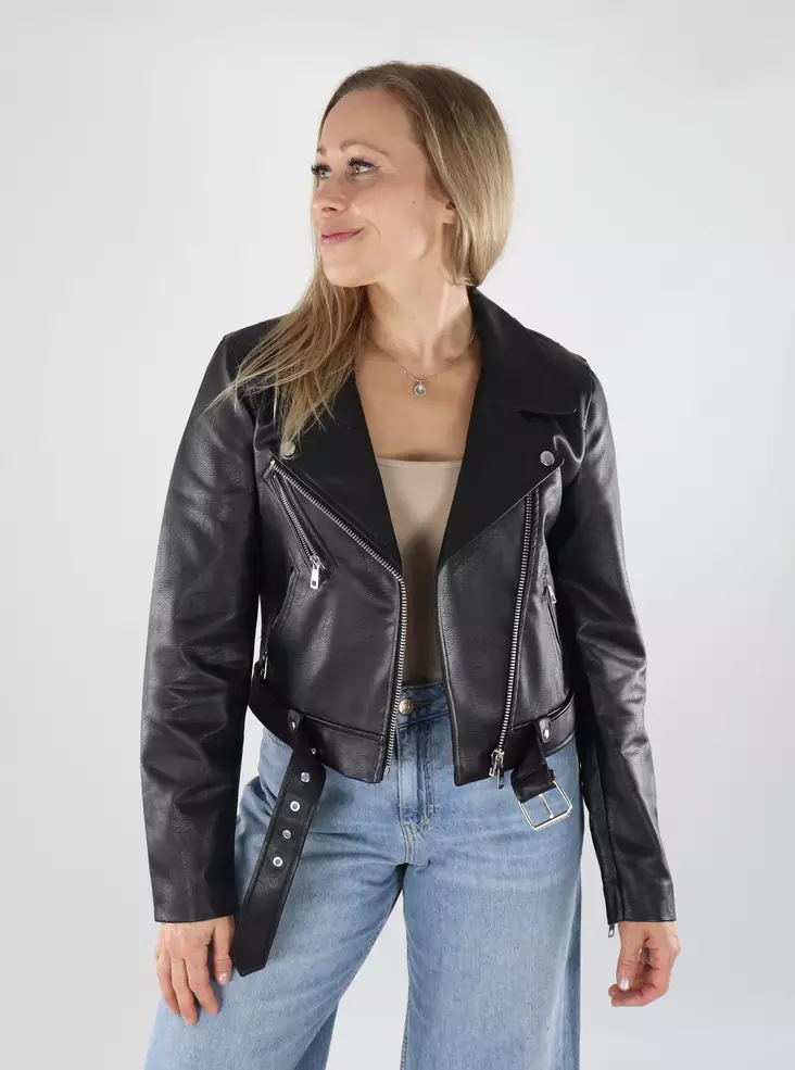 Only Frauen Biker-Jacke aus Kunstleder schwarz - Damenlederjacken und PU-Jacken - 138936 - 1
