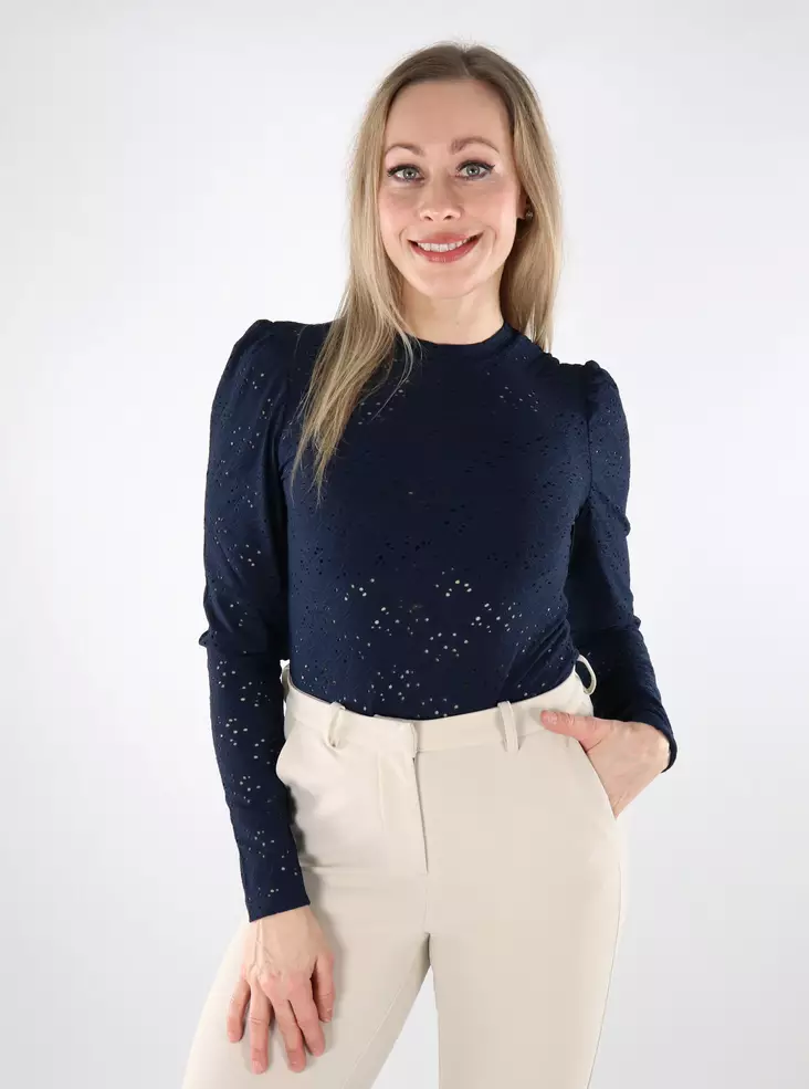 Only Damenbluse Life Puff navy Blazer - Damen Langarmshirts - 137586 - 1