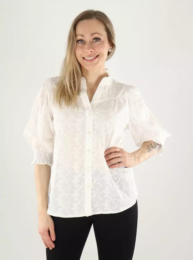 Only Shirt 3/4 mit Stickerei in Weiß - Damenblusen und -hemden - 141156 - 1
