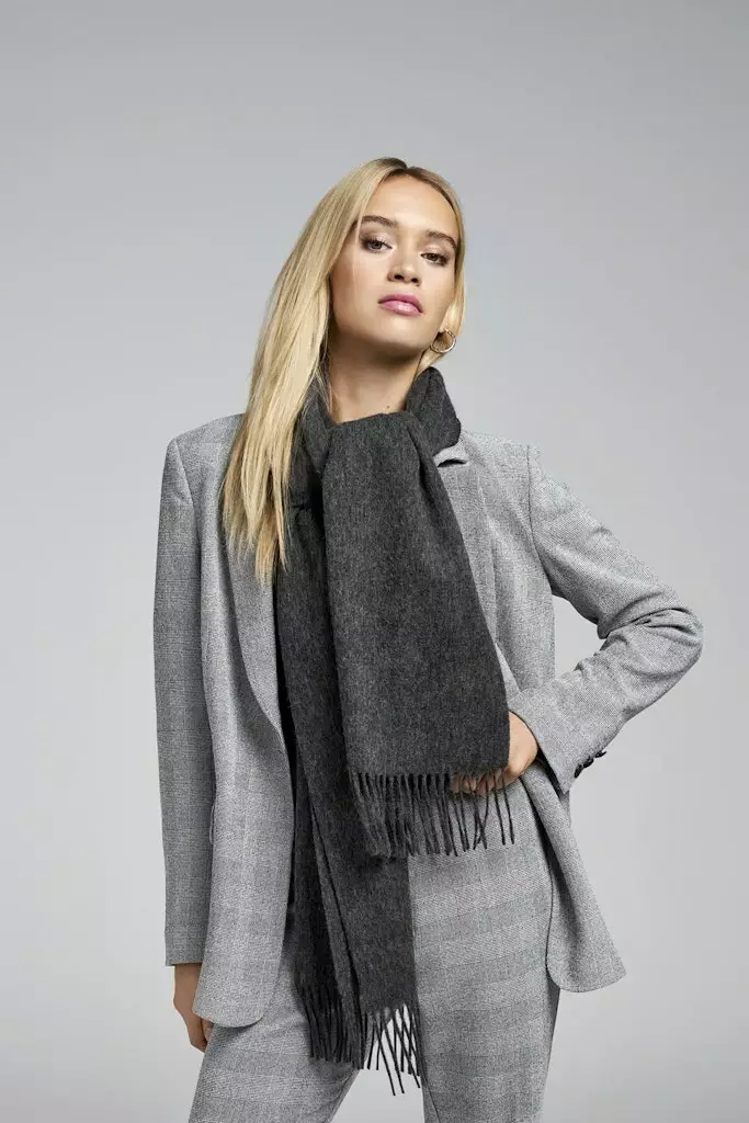 Nur Wollschal Wolle dunkelgrau - Damen Schals - 137276 - 1