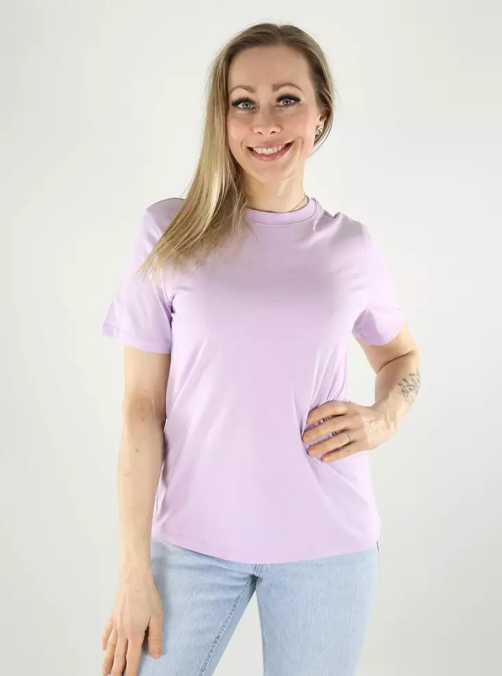 Pieces Damen T-Shirt aus Bio-Baumwolle Pastell-Lila - Damen T-Shirts - 140596 - 1