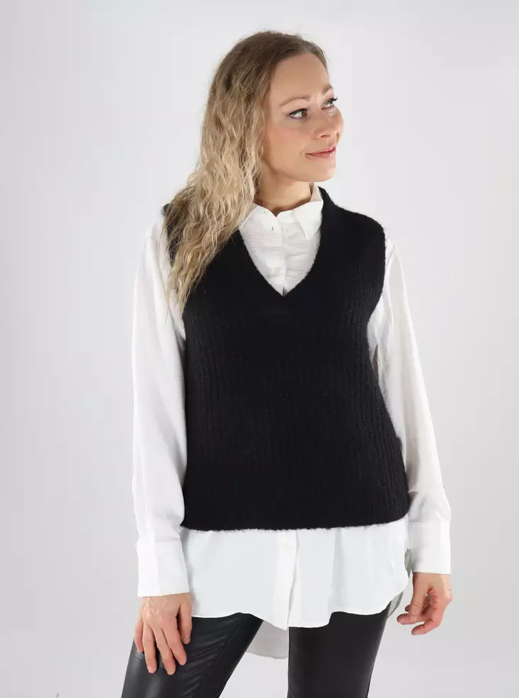 Vero Moda Damen Cardigan VMNOVAH Rippenstruktur Schwarz - Damenpullover - 139576 - 1