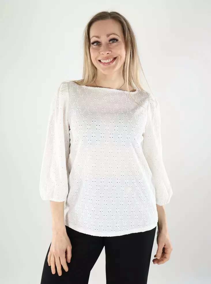 Vila Damen-Shirt mit Boatneck 3/4 in Schneeweiß - Damenblusen und -hemden - 140566 - 1
