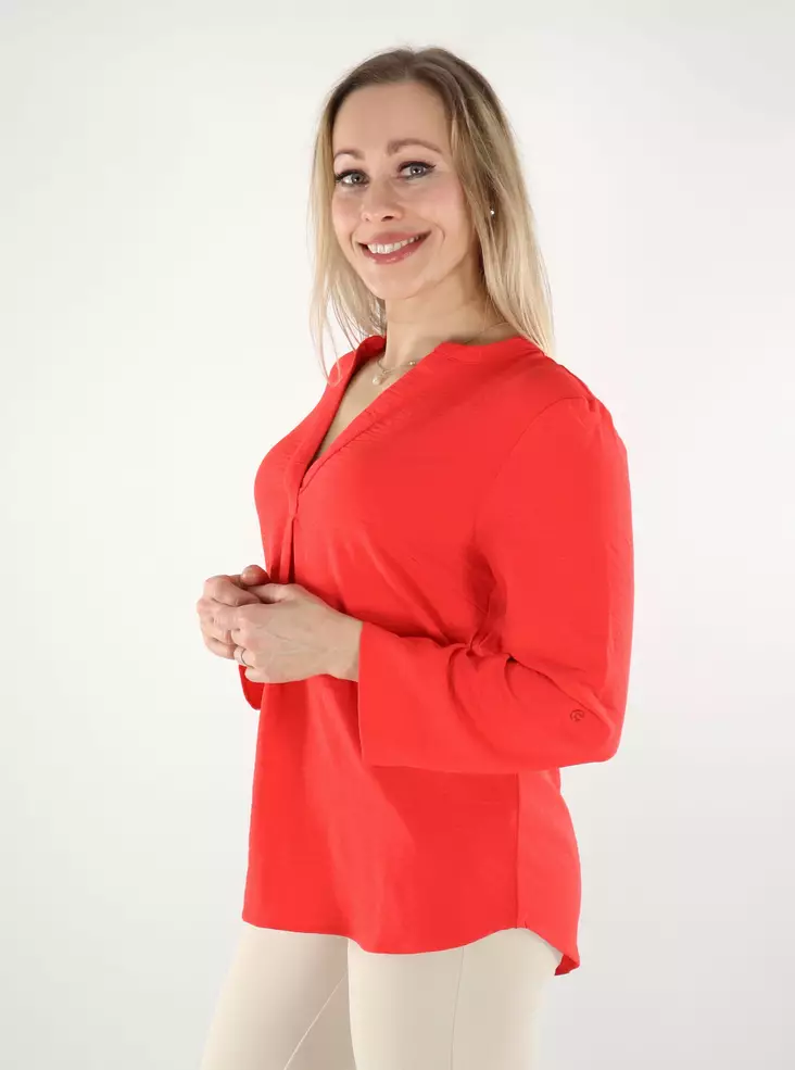 Vila Damen-Shirt V-Ausschnitt Mohnrot - Damen Langarmshirts - 137526 - 1