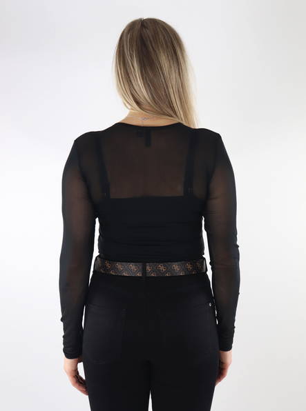 Pieces Damen Netzshirt schwarz - Damen Langarmshirts - 134917 - 2