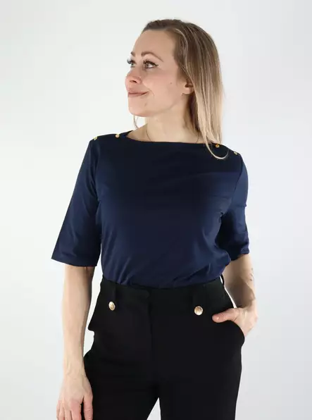 JDY Damen Hemd aus Bio-Baumwolle schwarz iris/metal - Damen Langarmshirts - 140447 - 1