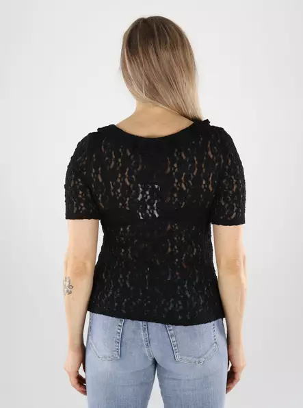 JDY T-Shirt mit Spitze Schwarz - Damen T-Shirts - 141087 - 2