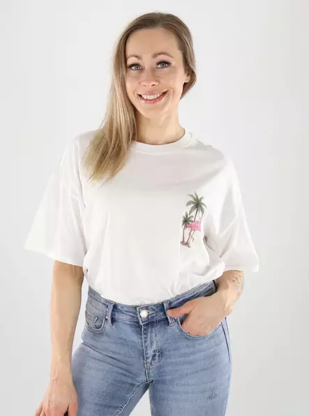 Nur Bio-Baumwoll-T-Shirt Cloud Dancer/Pink Sand - Damen T-Shirts - 141057 - 2