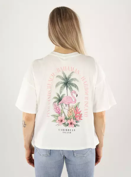 Nur Bio-Baumwoll-T-Shirt Cloud Dancer/Pink Sand - Damen T-Shirts - 141057 - 1