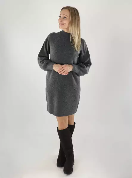 Only Strickkleid ONLOLIVIA LS HOHER KRAGEN KLEID – Dunkelgrau Melange - Damenpullover - 141807 - 1