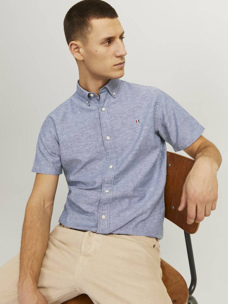 Jack&Jones Herren Kurzarmhemd Blusummer verwaschenes Denim - Herren Hemden - 136047 - 1