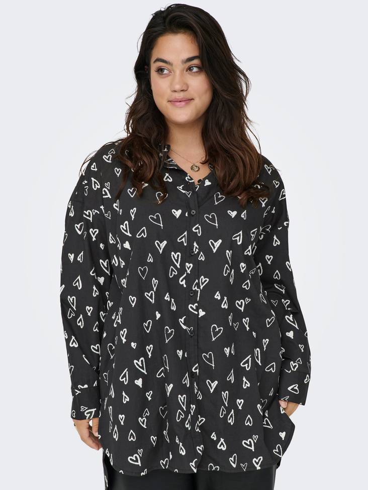 Only Carmakoma Hemdbluse schwarz/Herz - Damenblusen und -hemden - 132137 - 1