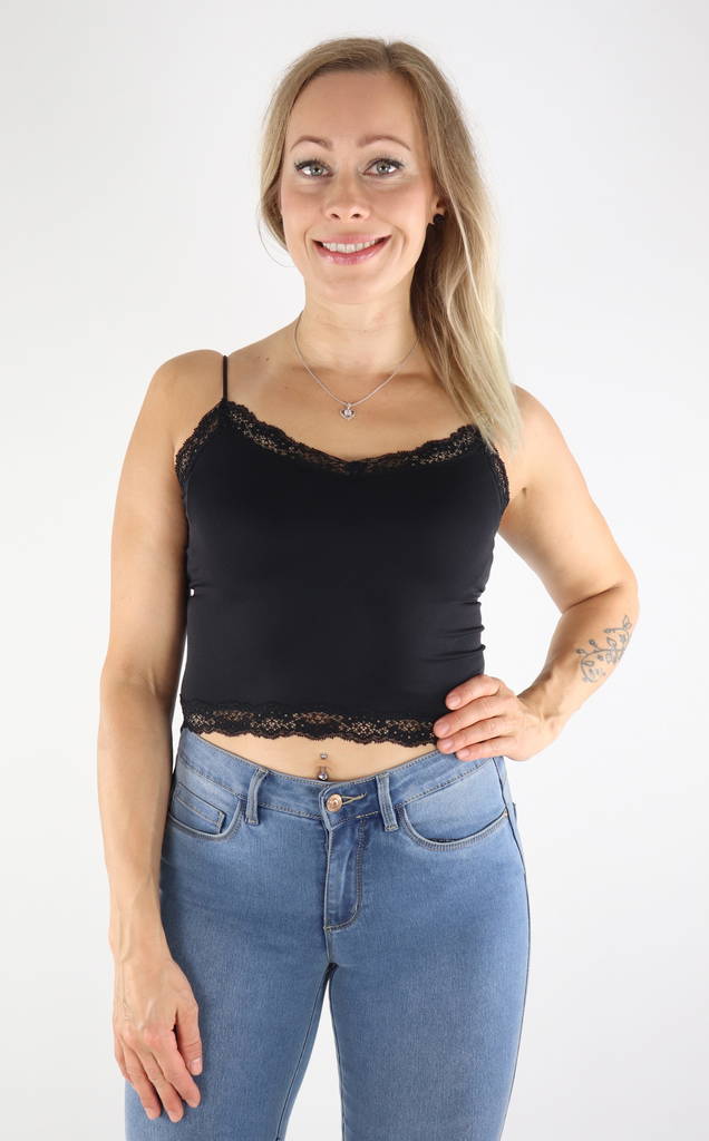 Only Top Spitze, cropped, schwarz - Damentops - 131427 - 1