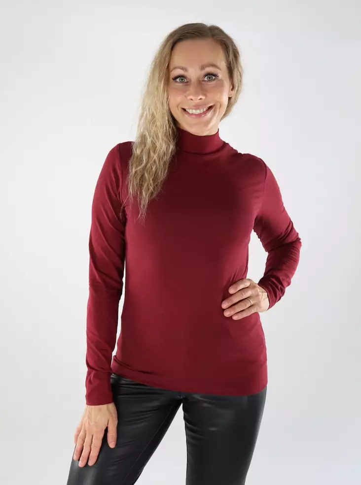 JDY Damen Rollkragenoberteil Neu Rollkragen Cabernet - Damen Langarmshirts - 139067 - 1