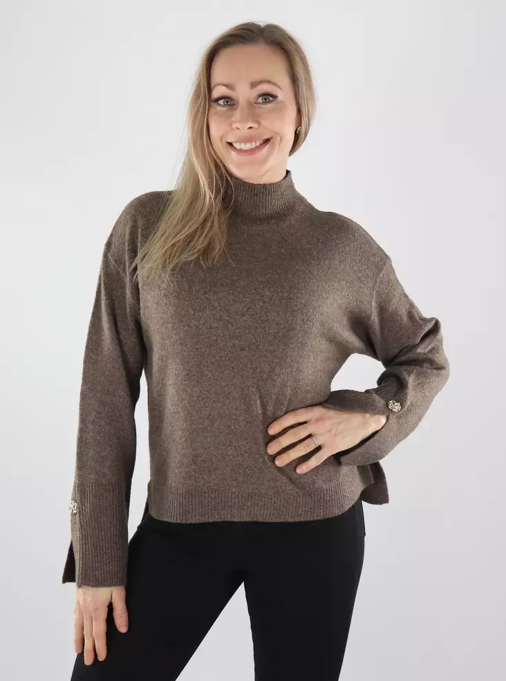 JDY Pullover JDYSABRINA L/S HN DETAIL PULLOVER KNT falcon/melange - Damenpullover - 142377 - 1