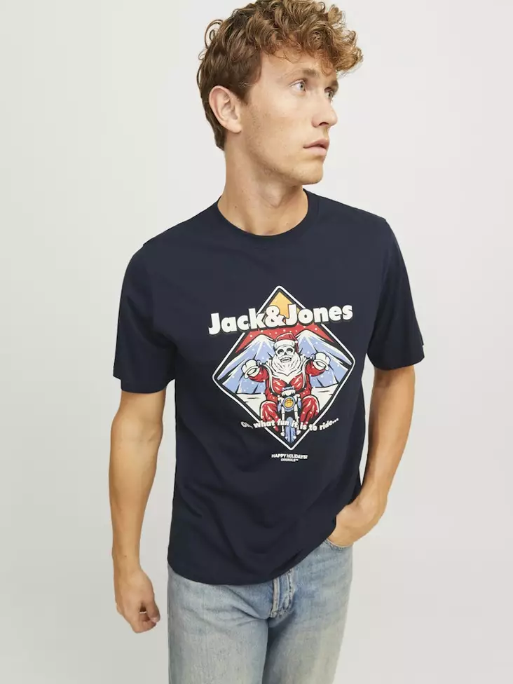 Jack&Jones Herren T-Shirt Xmas Weihnachten Skull dunkelblau - Herren T-Shirts - 137417 - 1