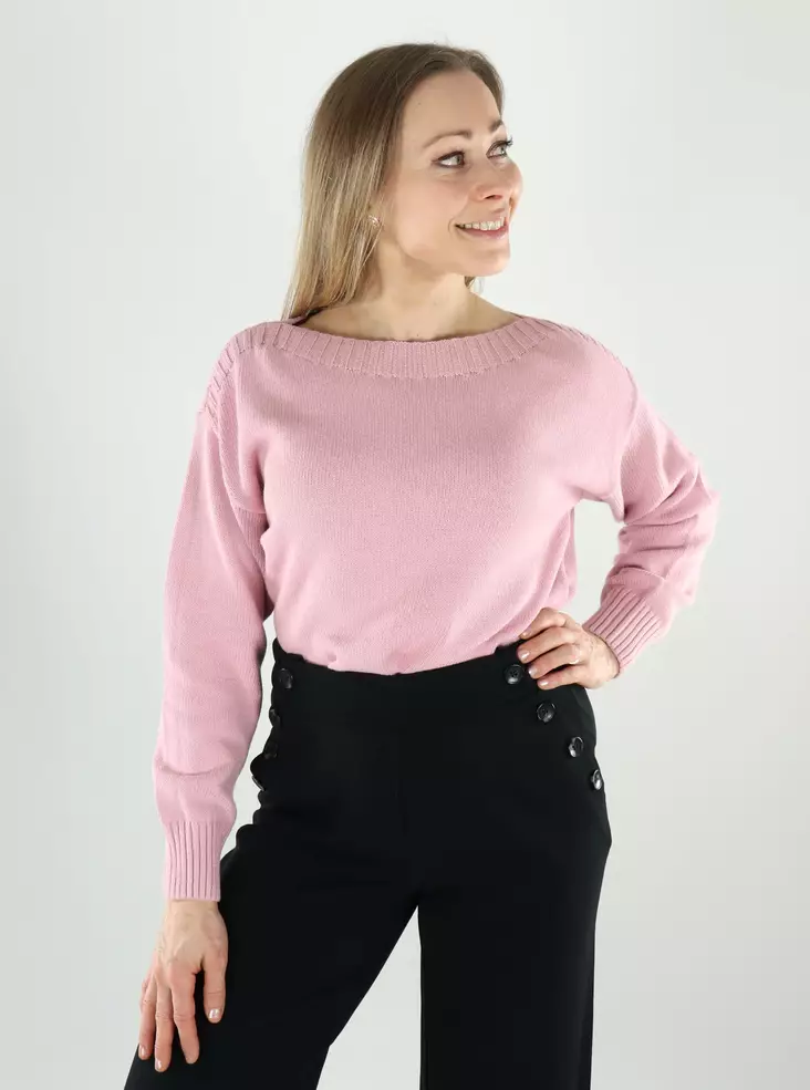 JDY Damen Baumwollpullover mit Bootsausschnitt in duftendem Flieder - Damenpullover - 140177 - 1