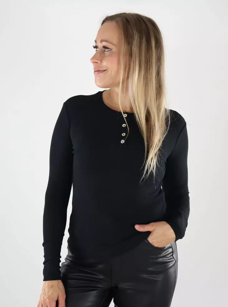 JDY Damen Hemd aus Wollmix Woolblend schwarz - Damen Langarmshirts - 139027 - 1