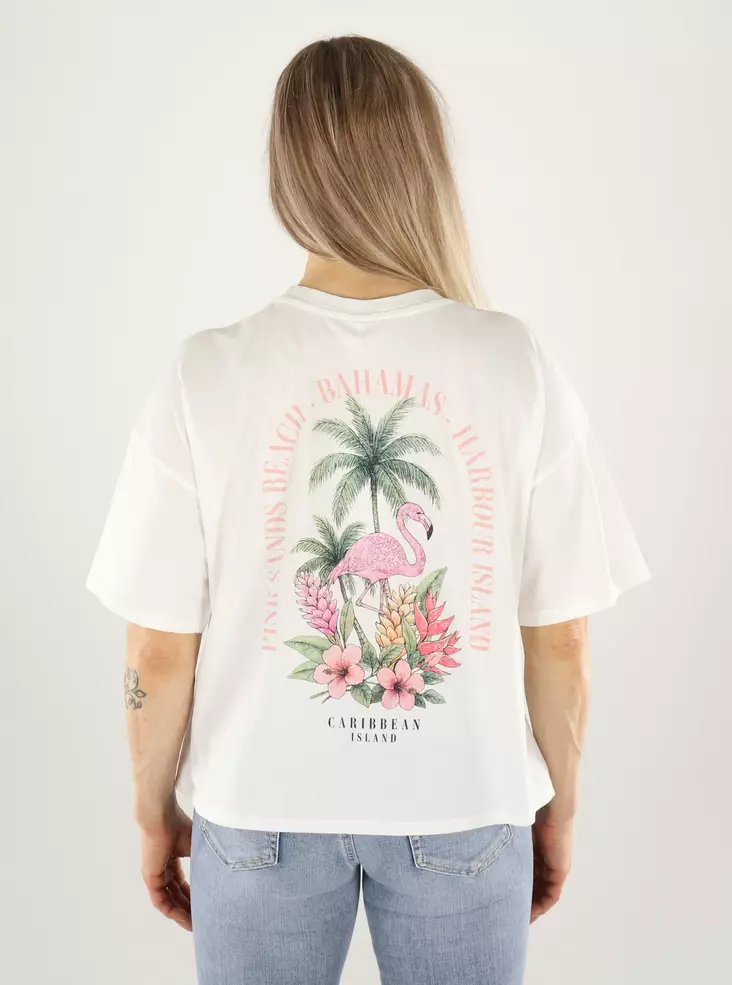 Nur Bio-Baumwoll-T-Shirt Cloud Dancer/Pink Sand - Damen T-Shirts - 141057 - 1