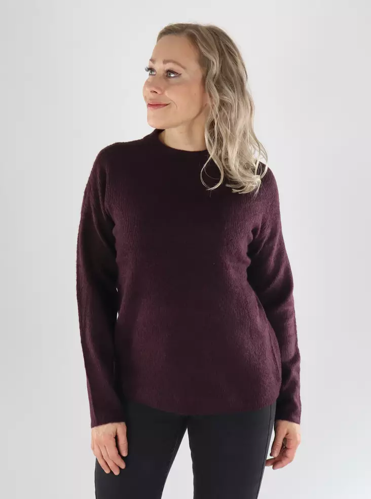 Only Strick ONLCAMILLA O-NECK L/S PULLOVER weinrot/melange - Damenpullover - 141567 - 1