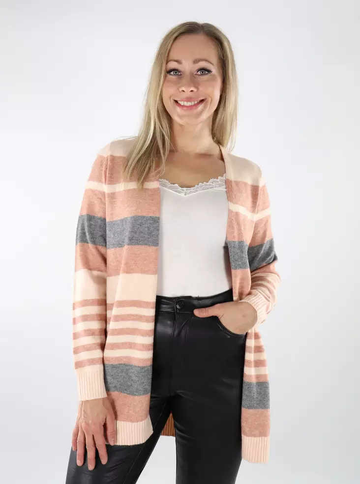Only Damen gestreifter Cardigan Wolkenrosa/Neblig - Damenpullover - 136847 - 1