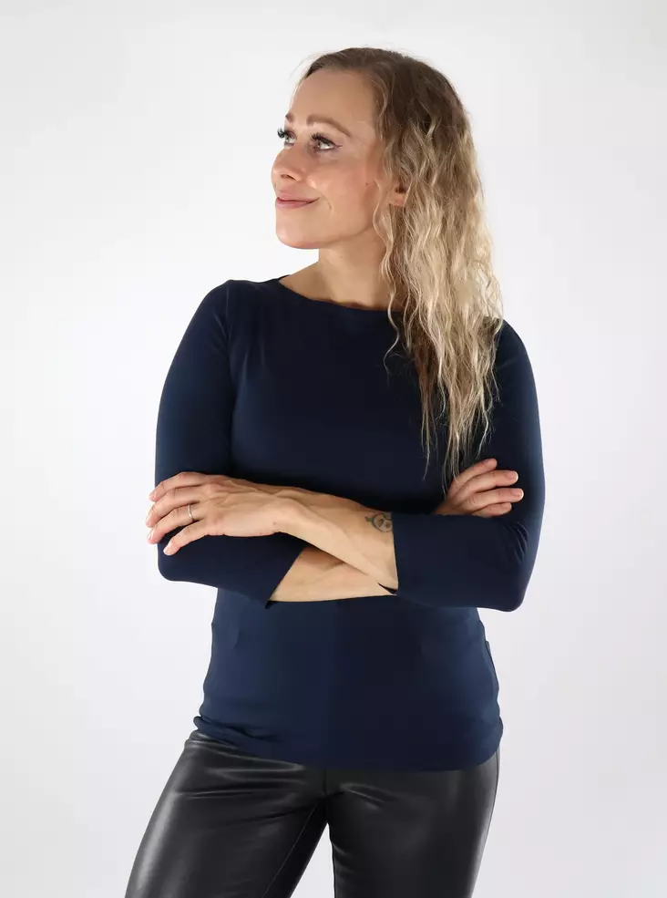 Vero Moda Damenbluse VMPANDA Modal 3/4 Navy Blazer - Damen Langarmshirts - 139007 - 1