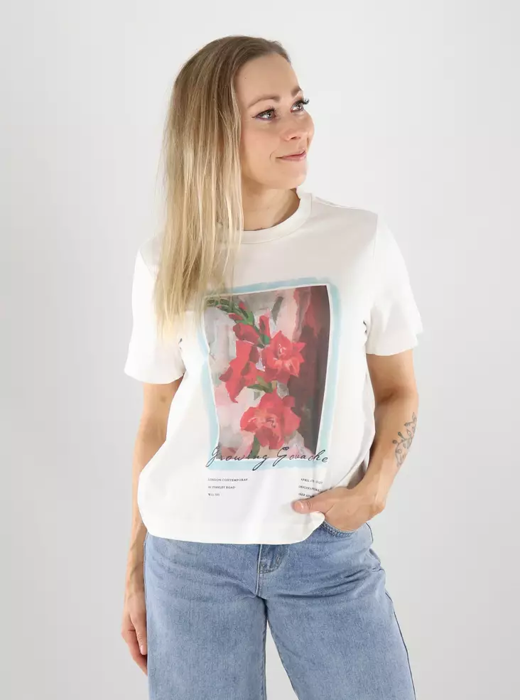 Vero Moda T-Shirt Schneeweiß/Wachsend - Damen T-Shirts - 141177 - 1