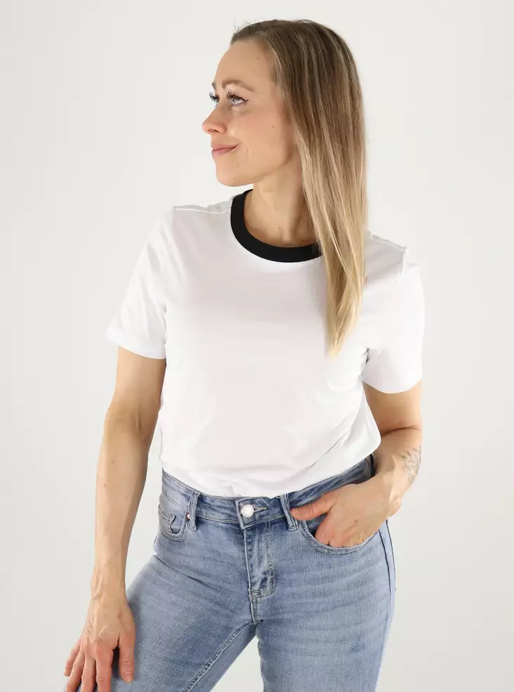 Vero Moda Damen T-Shirt aus Bio-Baumwolle, bright white/black - Damen T-Shirts - 140967 - 1