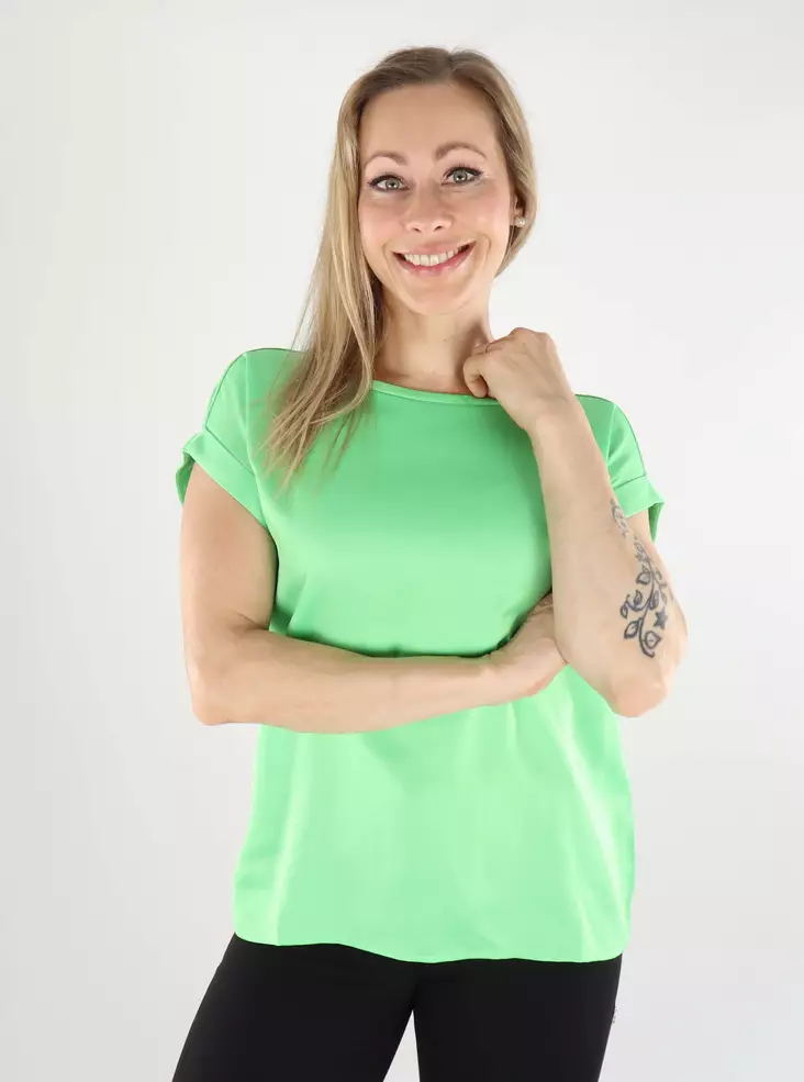 Vila Damen T-Shirt Satin Sommergrün - Damen T-Shirts - 138477 - 1