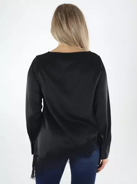 Vero Moda Shirt VMJULIANNE LS LACE TOP Schwarz/Schwarze Spitze - Damen Langarmshirts - 141878 - 2