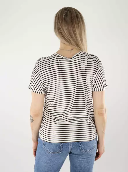 JDY Damen gestreiftes T-Shirt O-Ausschnitt Cloud Dancer/Chicory - Damen T-Shirts - 140438 - 2