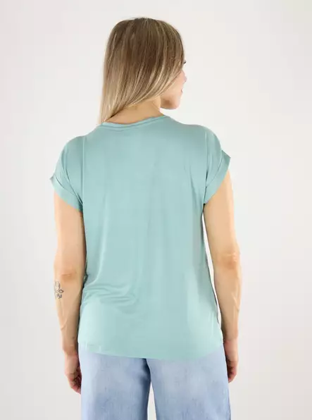 Vila Damen T-Shirt Satin Blau Surf - Damen T-Shirts - 140788 - 2