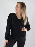Vila Damenbluse V-Ausschnitt Schwarz Schönheit - Damen Langarmshirts - 139988 - 1
