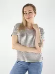 JDY Damen gestreiftes T-Shirt O-Ausschnitt Cloud Dancer/Chicory - Damen T-Shirts - 140438 - 1