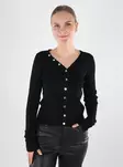 JDY Damen Strickjacke Knopf schwarz/silber - Damenpullover - 140118 - 1