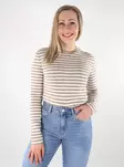 Pieces Damen gestreiftes Rippenshirt Ruka silberner Mink/Wolken Tänzer - Damen Langarmshirts - 137688 - 1