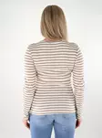 Pieces Damen gestreiftes Rippenshirt Ruka silberner Mink/Wolken Tänzer - Damen Langarmshirts - 137688 - 2