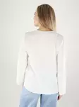 Vila Damenbluse 3/4 V-Ausschnitt schneeweiß - Damen Langarmshirts - 140348 - 2