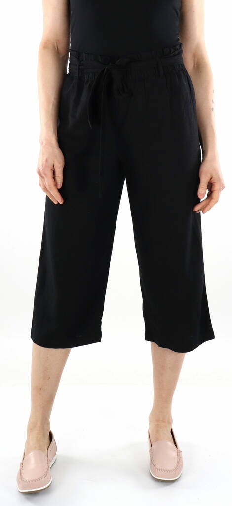 JDY Damen Leinenhose Say MW Linie Schwarz - Damenhosen - 135998 - 1